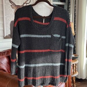 Free People Gray Textured Knit Sweater